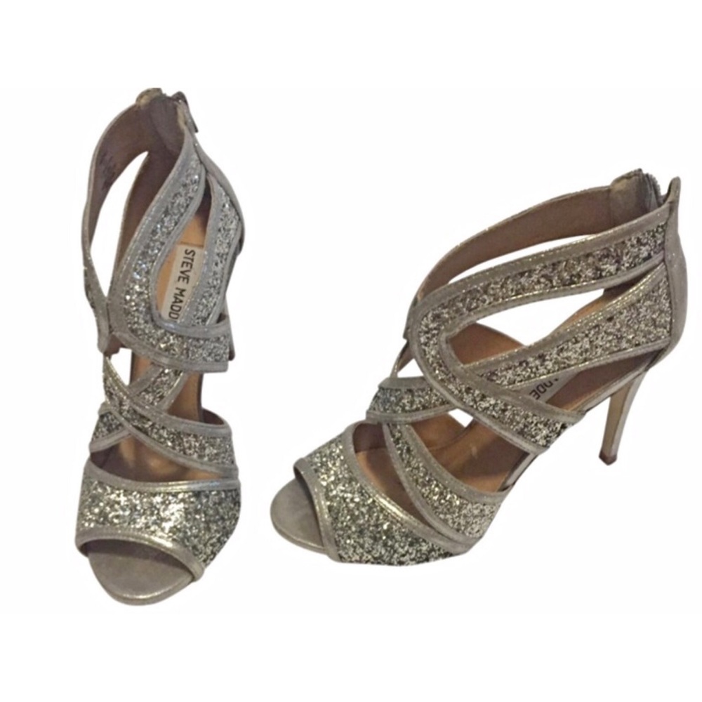 Steve Madden Immence Silver Platform Heels HP